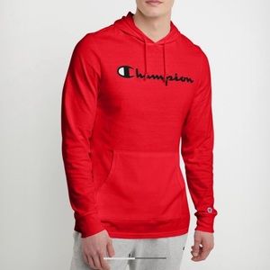 NWT.  Champion T- Shirt Hoodie, Script Logo. Men’s size M. Brand new.